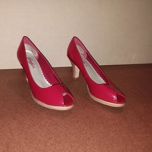 Candies Red Peep Toe Heels